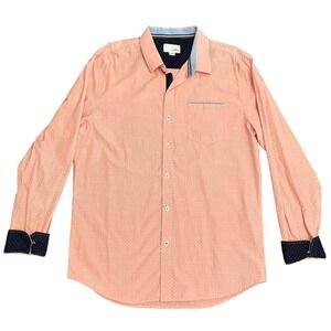 Craft & Flow Button-Up Shirt Dobby Dot Pattern Long Sleeve‎ Casual Mens Large